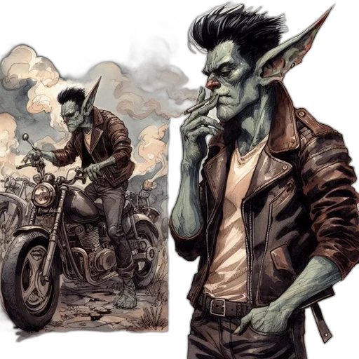concept art, comic book art, fantasy art, cyberpunk, green, earth tones, dark, blue transparent PNG cut-out