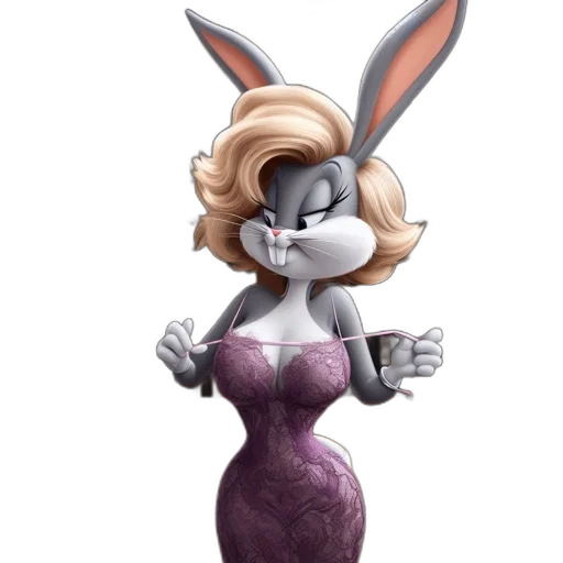 dress, cartoon, concept art, 3d render, pixel art, anthropomorphic, rabbit, fashionably transparent PNG cut-out