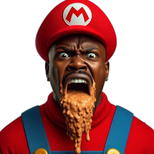 food, face, creature, mask, concept art, 3d render, pixel art, mario transparent PNG cut-out