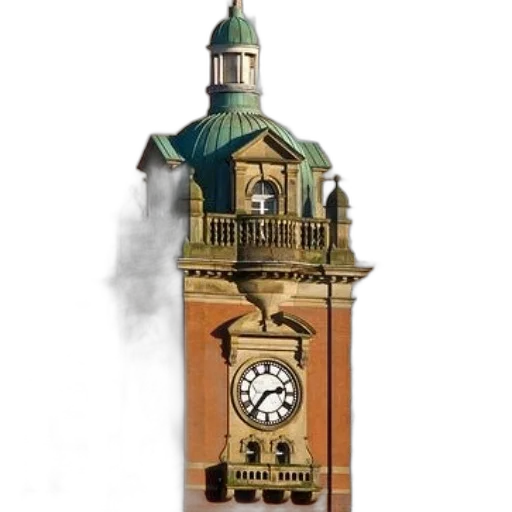 building, staff, concept art, photorealistic, 3d render, watercolor, city street, clock transparent PNG cut-out