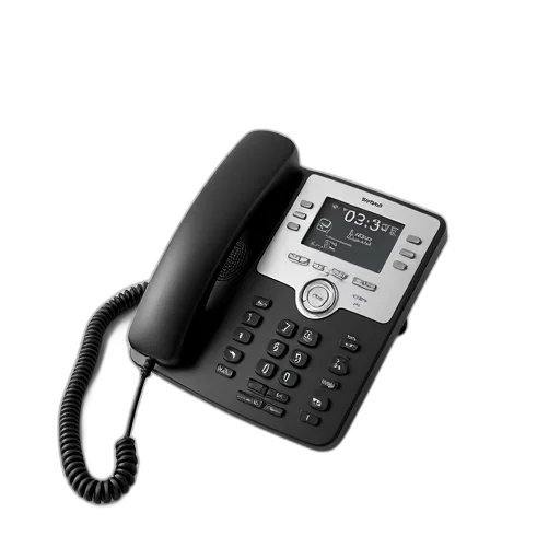 staff, black, silver, modern, corded, telephone, digital, display transparent PNG cut-out