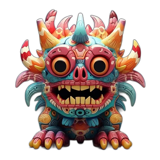mask, dragon, creature, crown, concept art, 3d render, fantasy art, pixel art transparent PNG cut-out