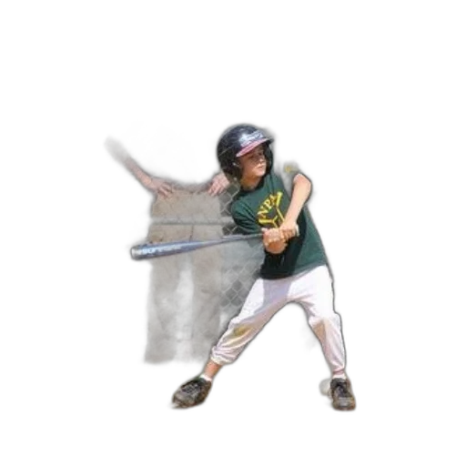 photorealistic, young, baseball, player, green, jersey, swings, ball transparent PNG cut-out