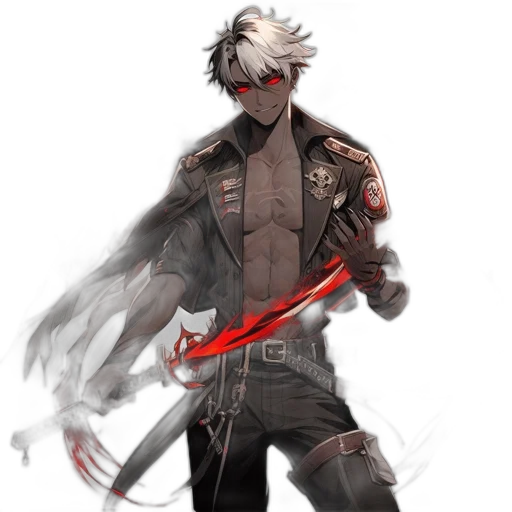 staff, weapon, sword, jacket, concept art, cyberpunk, fantasy art, pixel art transparent PNG cut-out
