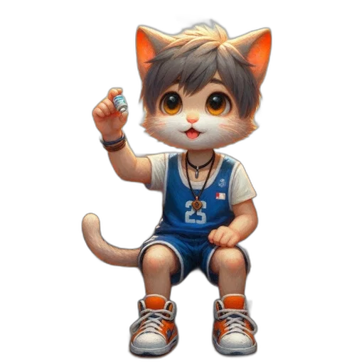 staff, 3d render, concept art, pixel art, fantasy art, anthropomorphized, cat, bottle transparent PNG cut-out