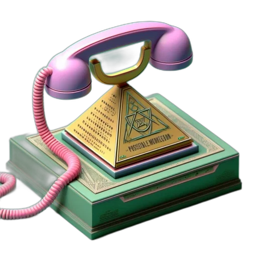 jewelry, vaporwave, 3d render, concept art, antique, rotary, telephone, features transparent PNG cut-out