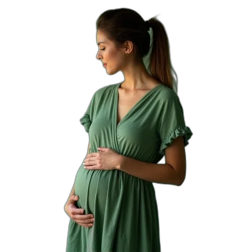 dress, green, woman, wearing transparent PNG cut-out