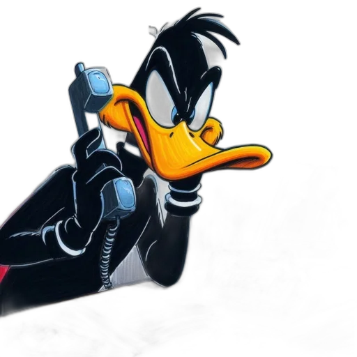 animal, concept art, cartoon, comic book art, 3d render, daffy, duck, intense transparent PNG cut-out