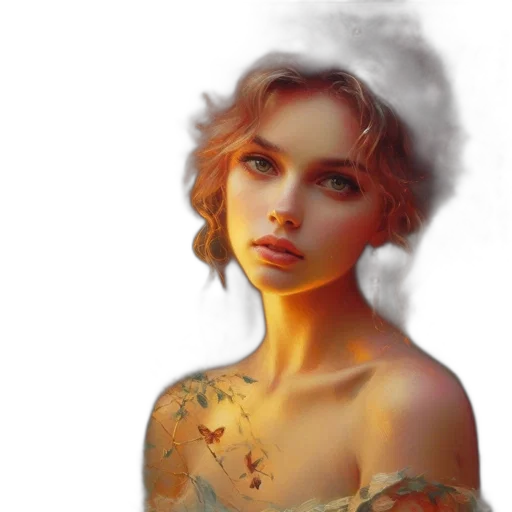 dress, face, jewelry, crown, photorealistic, fantasy art, oil painting, concept art transparent PNG cut-out