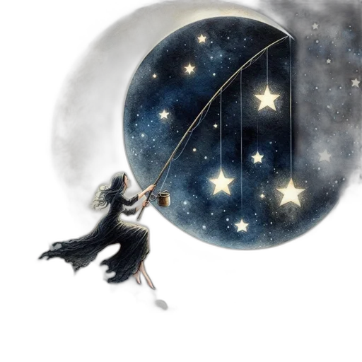 staff, fantasy art, concept art, comic book art, watercolor, outer space, night, celestial transparent PNG cut-out