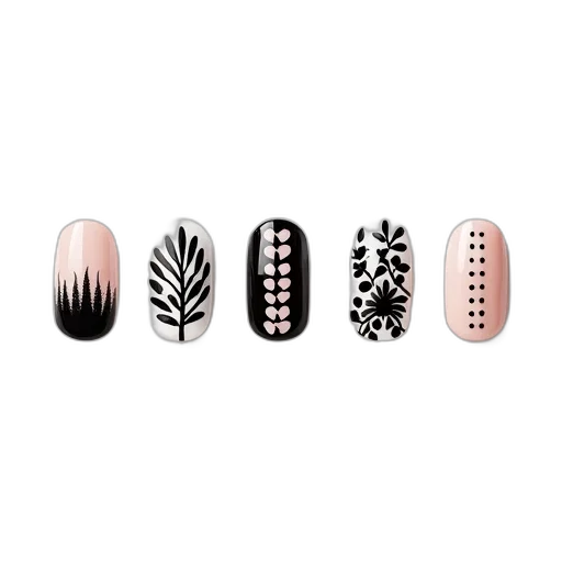 monochrome, dark, pastel, neon, collection, five, nail, art transparent PNG cut-out