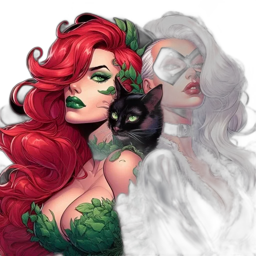 fantasy art, comic book art, concept art, photorealistic, green, red, dark, colorful transparent PNG cut-out