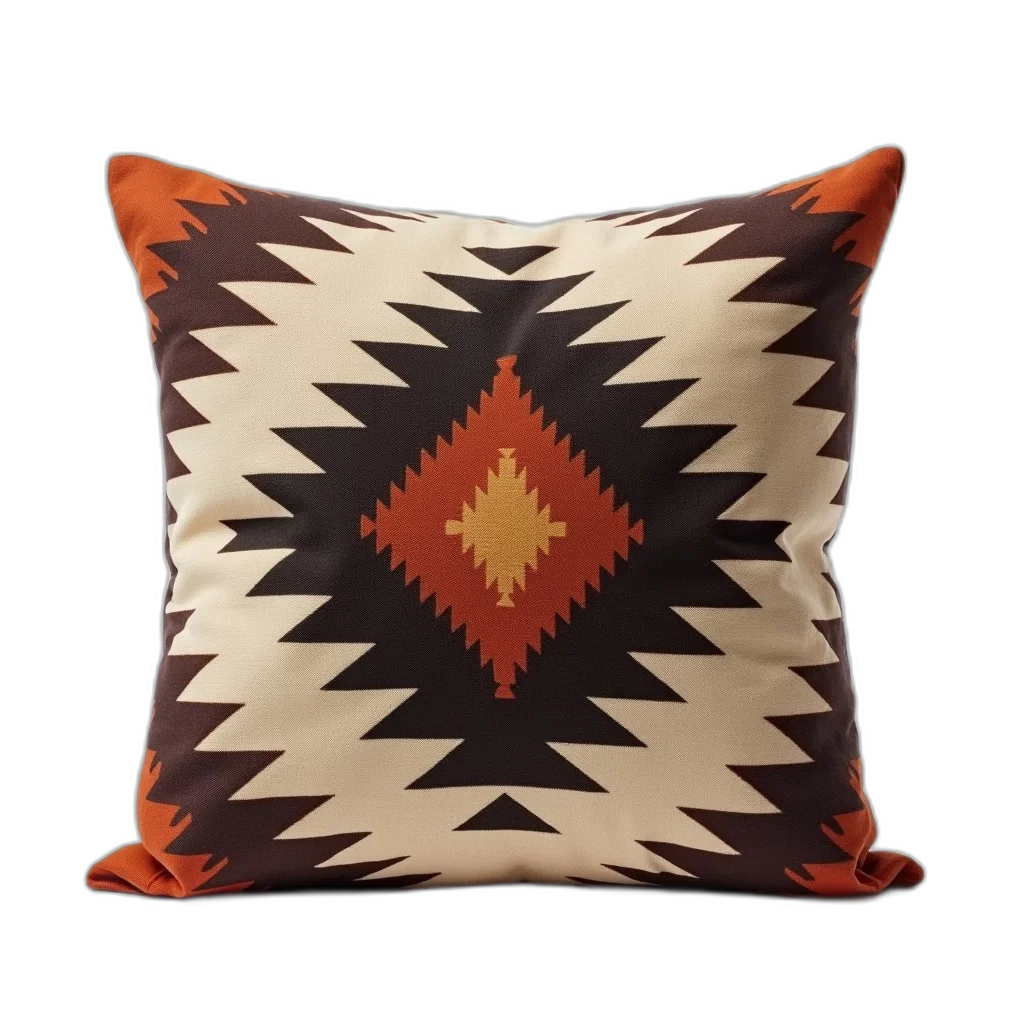 furniture, 3d render, traditional, native, american, pillow, geometric, pattern transparent PNG cut-out
