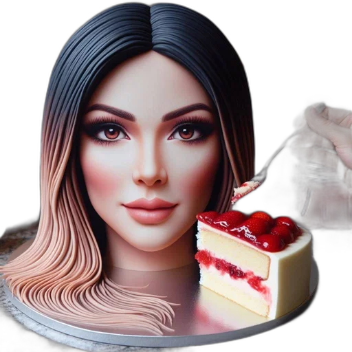 food, face, jewelry, crown, photorealistic, 3d render, vaporwave, oil painting transparent PNG cut-out