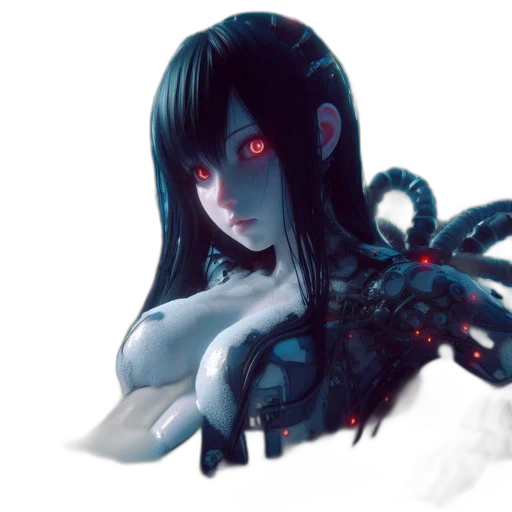creature, dragon, mask, robot, concept art, fantasy art, 3d render, anime transparent PNG cut-out