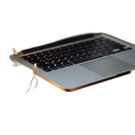 jewelry, silver, laptop, open, wooden, desk, smartphone, connected transparent PNG cut-out