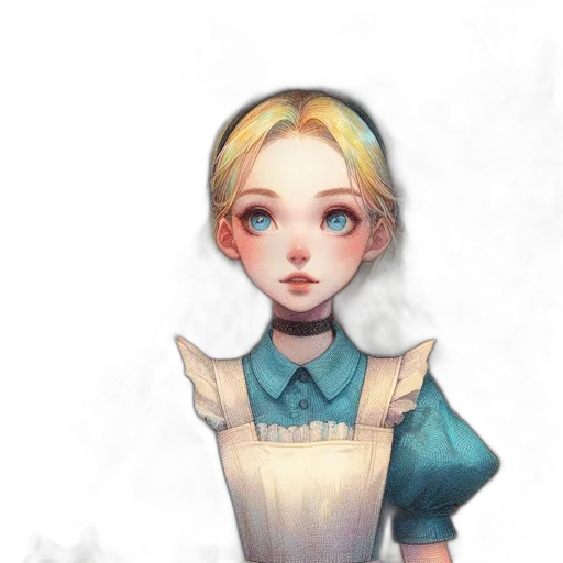 dress, staff, face, crown, fantasy art, watercolor, concept art, oil painting transparent PNG cut-out