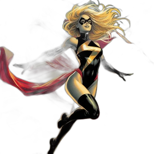 comic book art, concept art, fantasy art, cartoon, golden, dark, superheroine, blonde transparent PNG cut-out