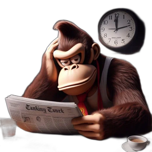 concept art, 3d render, photorealistic, cartoon, anthropomorphic, gorilla, named, donkey transparent PNG cut-out