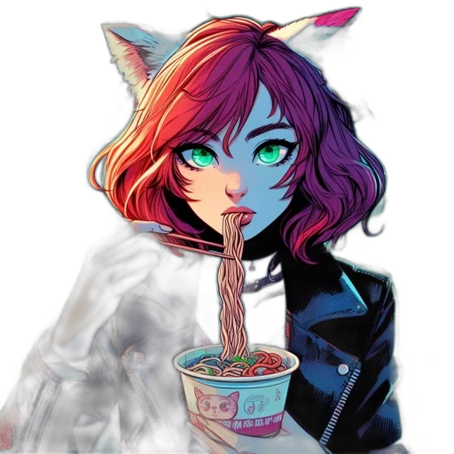 food, staff, creature, vaporwave, anime, concept art, pixel art, neon lights transparent PNG cut-out