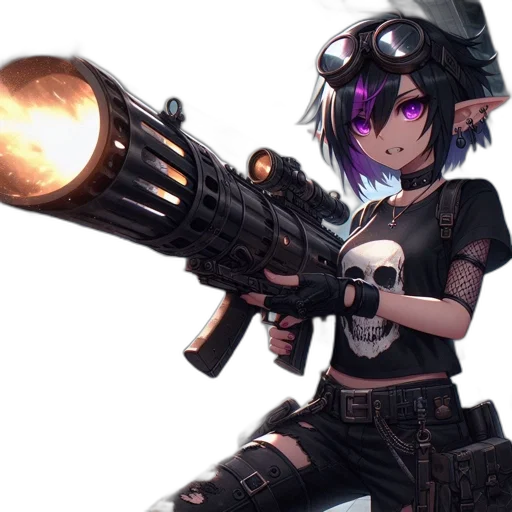 weapon, staff, cyberpunk, pixel art, concept art, anime, animated, character transparent PNG cut-out