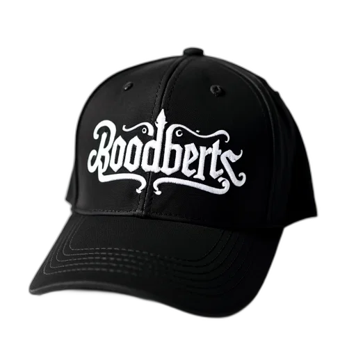 hat, 3d render, black, baseball, cap, white, stylized, text transparent PNG cut-out