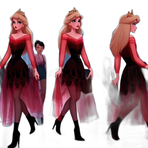 dress, concept art, 3d render, fantasy art, comic book art, red, dark, monochrome transparent PNG cut-out
