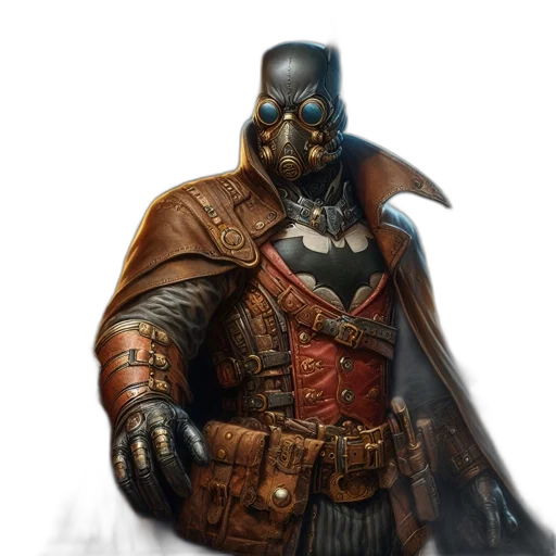 mask, jacket, face, concept art, fantasy art, comic book art, 3d render, dark transparent PNG cut-out