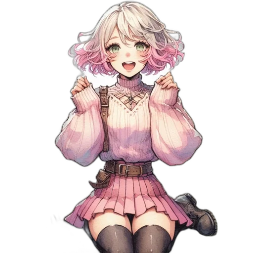 staff, dress, flower, creature, pixel art, anime, concept art, fantasy art transparent PNG cut-out