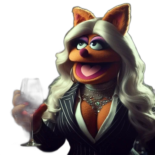 animal, concept art, 3d render, cartoon, fantasy art, miss, piggy, pinstriped transparent PNG cut-out