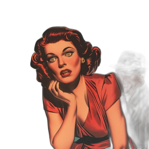 dress, jewelry, face, comic book art, cartoon, concept art, photorealistic, fire transparent PNG cut-out