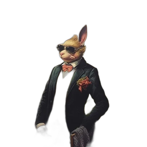 staff, animal, jacket, mask, 3d render, concept art, pixel art, fantasy art transparent PNG cut-out