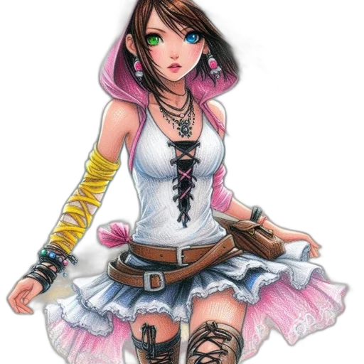 dress, jewelry, weapon, fantasy art, concept art, comic book art, cartoon, illustrated transparent PNG cut-out