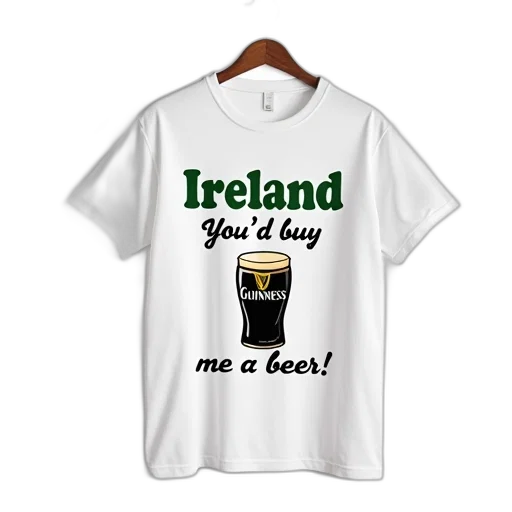 white, t-shirt, graphic, design, reads, ireland, green, letters transparent PNG cut-out