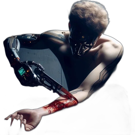robot, weapon, cyberpunk, concept art, photorealistic, comic book art, individual, futuristic transparent PNG cut-out