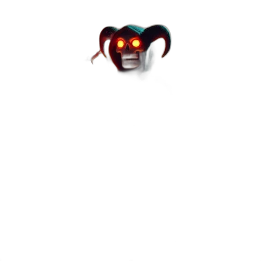 creature, mask, face, staff, pixel art, concept art, 3d render, dark transparent PNG cut-out