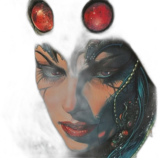 mask, face, comic book art, concept art, fantasy art, photorealistic, outer space, underwater transparent PNG cut-out
