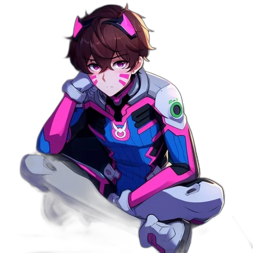 robot, jacket, face, weapon, concept art, vaporwave, anime, pixel art transparent PNG cut-out