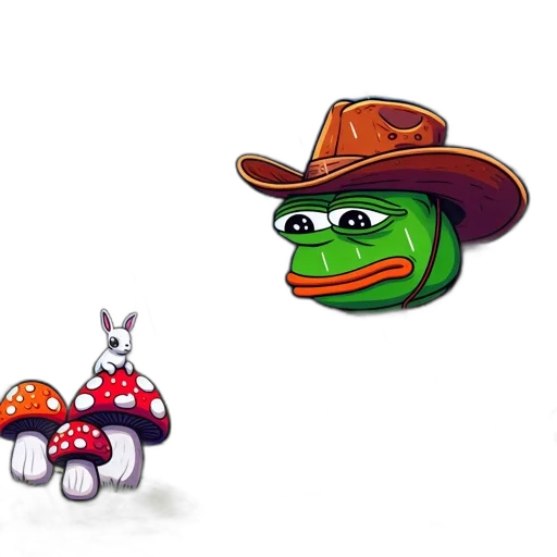 hat, pixel art, concept art, 3d render, green, frog, wearing, cowboy transparent PNG cut-out
