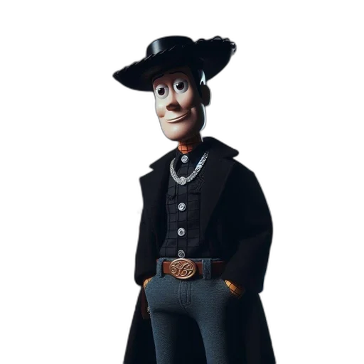 hat, staff, jacket, robot, 3d render, concept art, cartoon, photorealistic transparent PNG cut-out