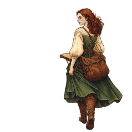 dress, staff, concept art, fantasy art, pixel art, watercolor, earth tones, young transparent PNG cut-out