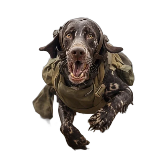 animal, jacket, creature, staff, photorealistic, black, white, dog transparent PNG cut-out
