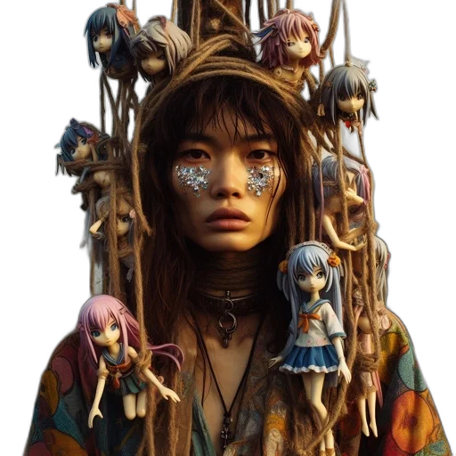 mask, jewelry, face, hair, fantasy art, concept art, cyberpunk, photorealistic transparent PNG cut-out