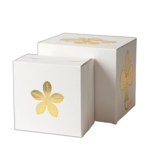 white, corrugated, box, golden transparent PNG cut-out