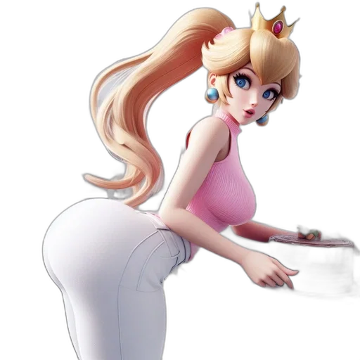 concept art, 3d render, cartoon, anime, animated, princess, figure, stands transparent PNG cut-out