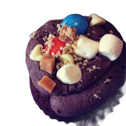 food, crown, 3d render, dark, chocolate, cupcake, marshmallows, caramel transparent PNG cut-out