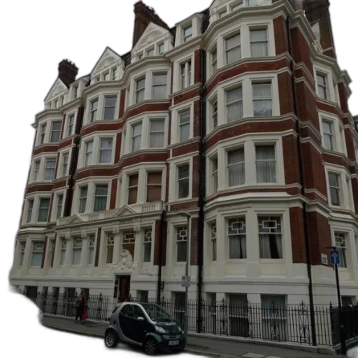 building, 3d render, city street, classic, european-style, apartment, red, brick transparent PNG cut-out