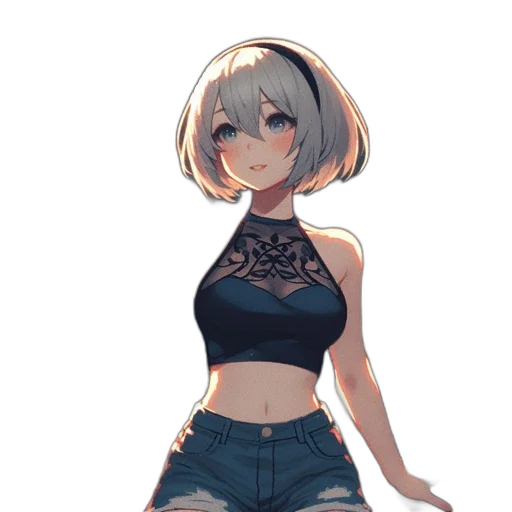 dress, jacket, flower, robot, anime, pixel art, concept art, cartoon transparent PNG cut-out