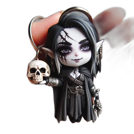 fantasy art, concept art, 3d render, cartoon, detailed, gothic-inspired, figurine, skull transparent PNG cut-out