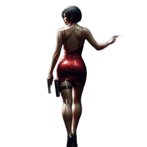 dress, weapon, staff, concept art, 3d render, photorealistic, cyberpunk, woman transparent PNG cut-out
